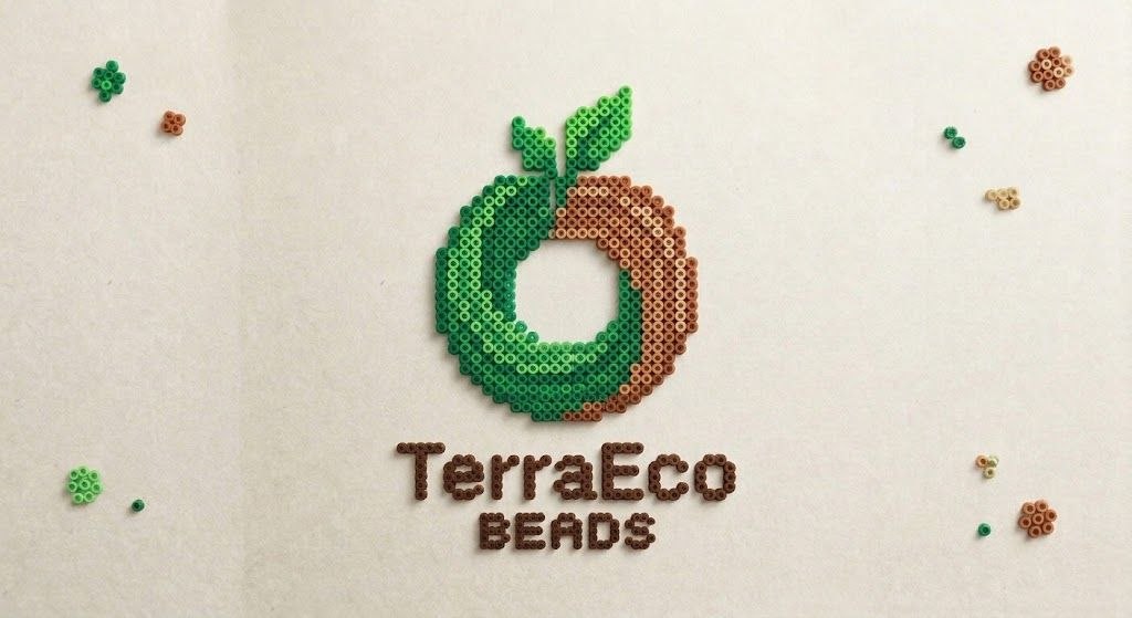 TerraEco Beads — the TerraEco spool mark made of green and clay fuse beads